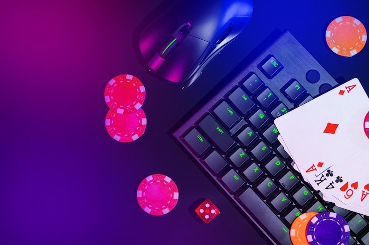Dealer langsung Sic Bo Dadu di studio ris77 dengan cangkir kaca dan tiga dadu